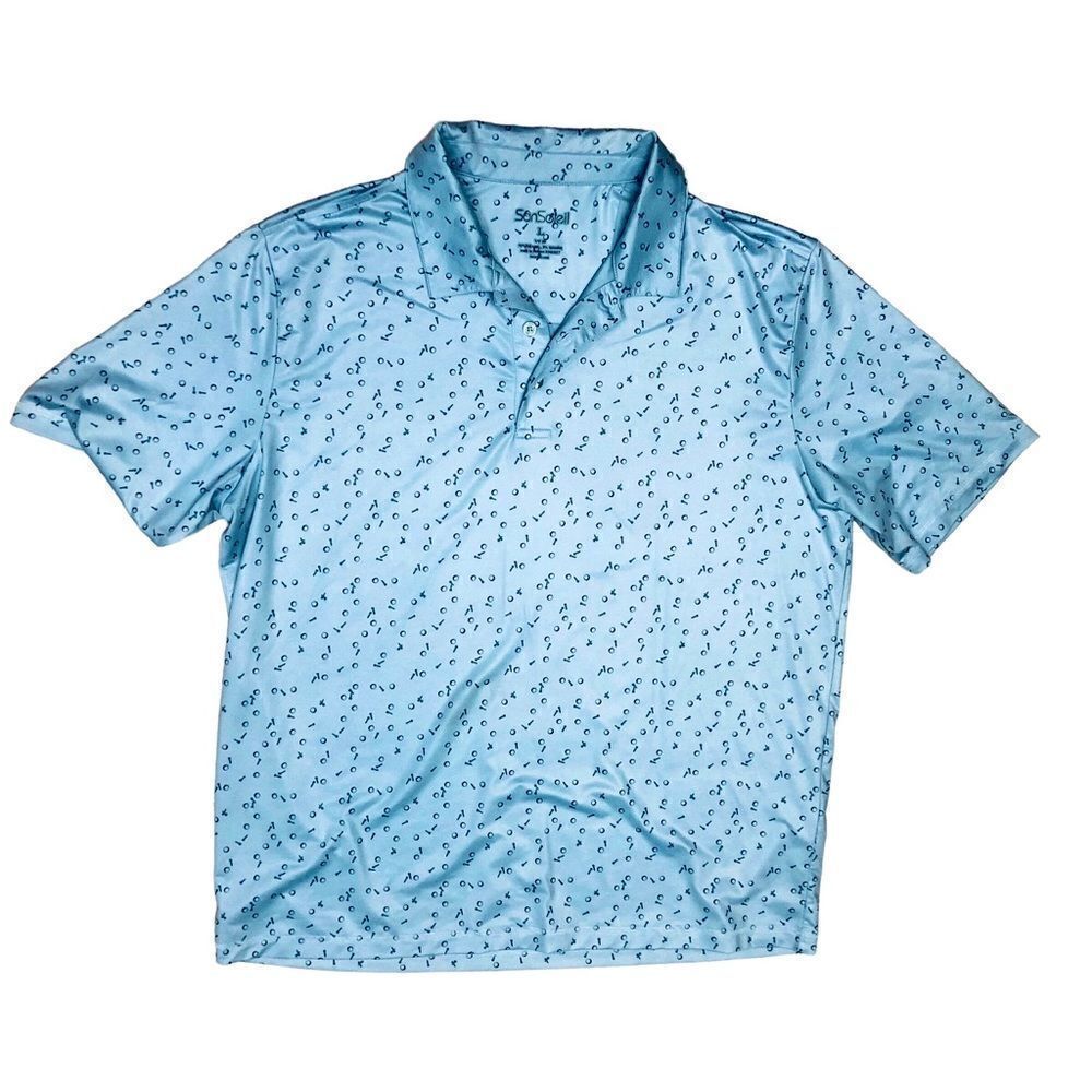 San Soleil Solsport Golf UV 50+ GolBalls Tees Print Short Sleeve Men’s Polo Sz L